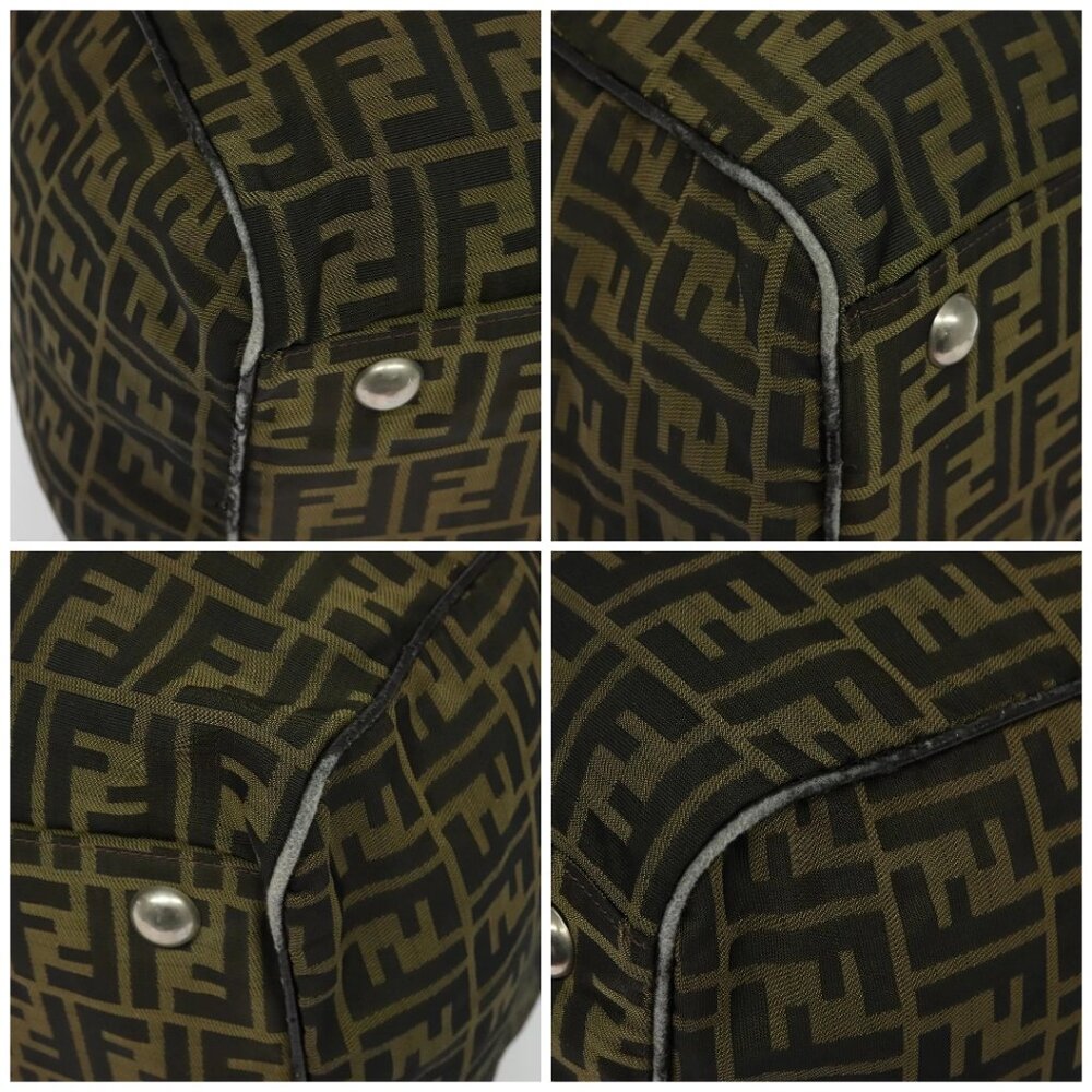 FENDI Zucca Canvas Boston Bag Brown Black Auth BA4042 - Picture 14 of 15